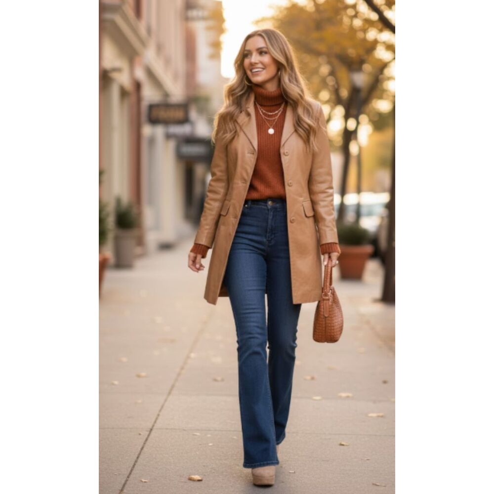 Centigrade Leather Tan‎ Camel Jacket Size Large